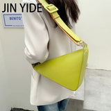 Solid Triangle PU Leather Shoulder Bag for Women