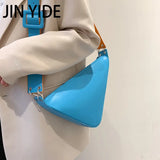 Solid Triangle PU Leather Shoulder Bag for Women