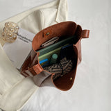 Vintage PU Leather Bucket Bag Large Capacity Crossbody Bags Women Shoulder Bags