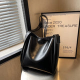 Vintage PU Leather Bucket Bag Large Capacity Crossbody Bags Women Shoulder Bags