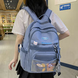 Waterproof Nylon Women Backpack Multi-Pocket Travel Rucksack Schoolbag