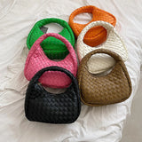 Solid Weave PU Leather Shoulder Tote Bags For Women