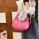 Solid Weave PU Leather Shoulder Tote Bags For Women