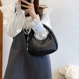 Solid Weave PU Leather Shoulder Tote Bags For Women Women's Small Zipper Handbag