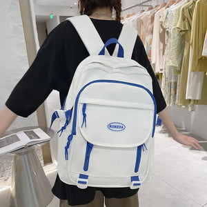 Solid Woman Backpack Casual Student Rucksack Large Capacity Laptop Schoolbag