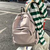 Canvas Backpack Zipper Travel Bag Large Women Schoolbag Girls