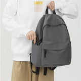 Solid Woman School Backpack Man College Student Travel Rucksack Schoolbag