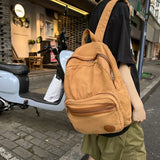 Solid Women Backpack Canvas High Girl College Laptop Travel Rucksack