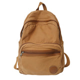 Solid Women Backpack Canvas High Girl College Laptop Travel Rucksack