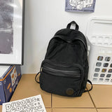 Solid Women Backpack Canvas High Girl College Laptop Travel Rucksack