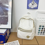 Solid Women Backpack Canvas High Girl College Laptop Travel Rucksack