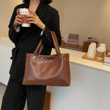 Solid Women Bags Underarm Shoulder Top-handle Bag Totes PU Leather