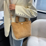 Solid Corduroy Shoulder Bag Small Tote Purse Handbags Retro Ladies Crossbody