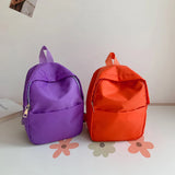 Solid Women Nylon Backpack Teenage Girl School Bag