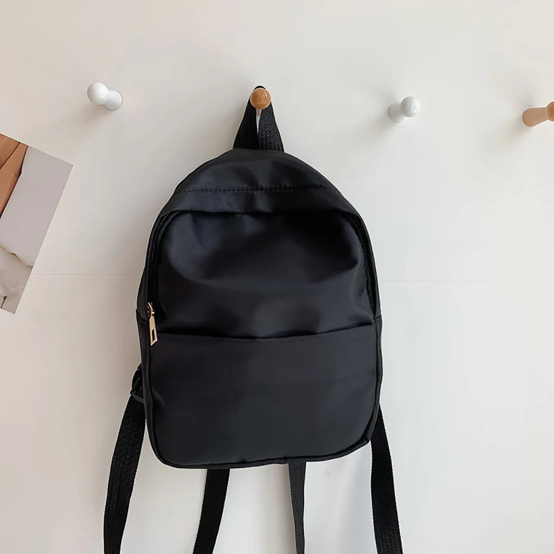 Solid Women Nylon Backpack Teenage Girl Shoulder Travel School Bag