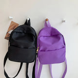 Solid Women Nylon Backpack Teenage Girl Shoulder Travel School Bag