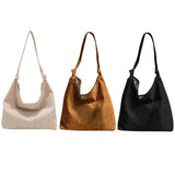 Corduroy Women Shoulder Bag Large Capacity Tote Handbag