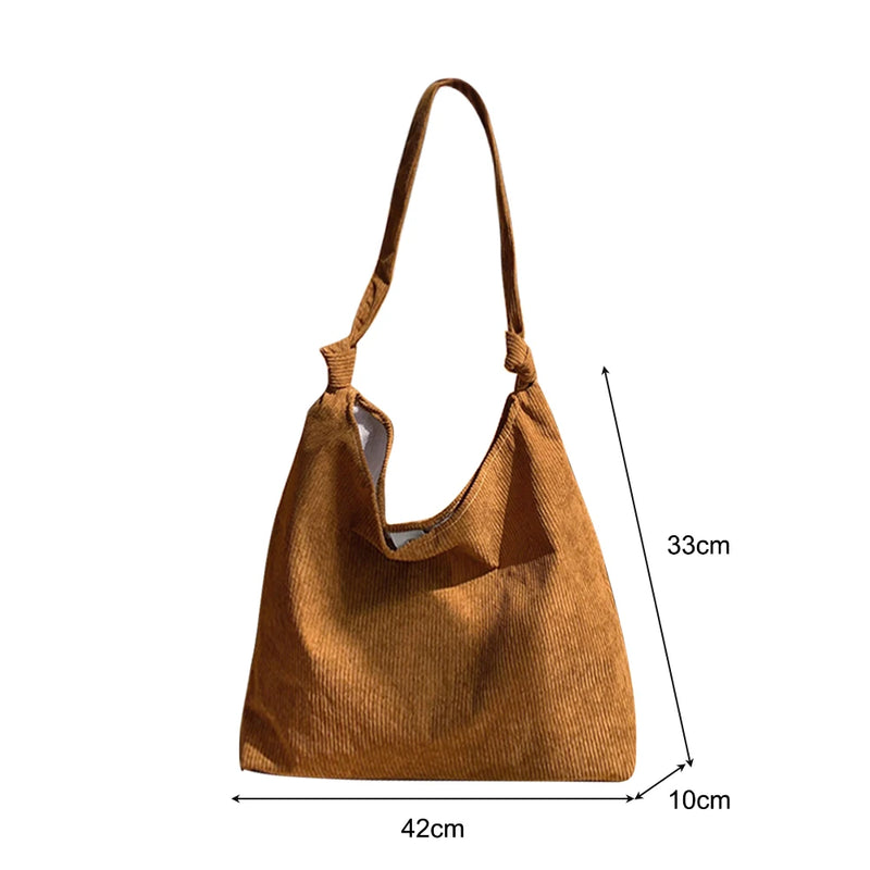 Corduroy Women Shoulder Bag Large Capacity Tote Handbag