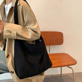 Corduroy Women Shoulder Bag Large Capacity Tote Handbag