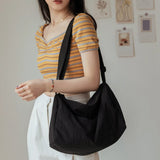 Soft Nylon Messenger Bag for Women Girls Retro Portable Travel Tote Handbag