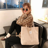 Solid Canvas Shoulder Bag Large Capacity Women Eco Shopping Retro Tote Handbags