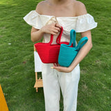 Retro Straw Shoulder Bag Summer Tote Purse Female Handbag