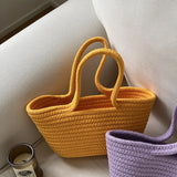 Retro Straw Shoulder Bag Summer Tote Purse Female Handbag