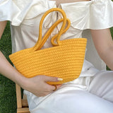 Retro Straw Shoulder Bag Summer Tote Purse Female Handbag