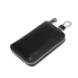 Solid Zipper Leather Key Bag Multi-function Key Case Unisex