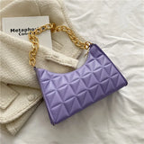 Plaid PU Leather Ladies Shoulder Bag Chain Handbag