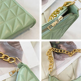 Plaid PU Leather Ladies Shoulder Bag Chain Handbag