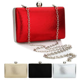 Red Leather Evening Bag Chain Party Shoulder Bags