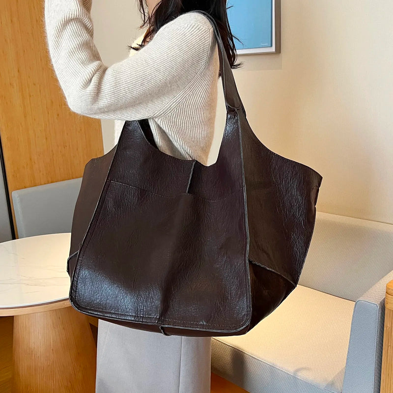 European American Style Leather Shoulder Bag for Women