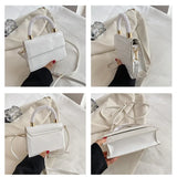 Vintage Patent Leather Shoulder Bag with Beading Handle