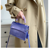 Vintage Patent Leather Shoulder Bag with Beading Handle