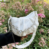 Solid Folds Shoulder Bag Women Chains Texture Cross Body Handbag