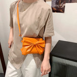 Solid Leather Handbags Detachable Bag Bow Tie Women's Bag