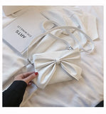 Solid Leather Handbags Detachable Bag Bow Tie Women's Bag