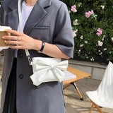 Solid Leather Handbags Detachable Bag Bow Tie Women's Bag