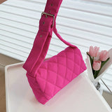Green Shoulder Bag Rhombus Embroidered Canvas Messenger Bag