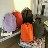 Solid High Canvas School Backpack Vintage Travel Book Bag