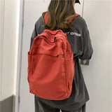 Solid High Canvas School Backpack Vintage Travel Book Bag