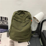 Solid High Canvas School Backpack Vintage Travel Book Bag