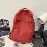 Solid High Canvas School Backpack Vintage Travel Book Bag