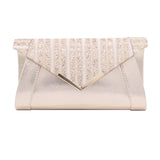 Leather Clutch Bag with Sequin Decoration for Wedding Bride