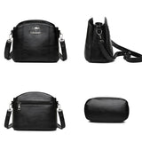 Solid Leather Small Crossbody Bags for Women Multi-Pocket Messenger Bag