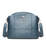 Solid Leather Small Crossbody Bags for Women Multi-Pocket Messenger Bag
