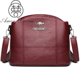 Solid Leather Small Crossbody Bags for Women Multi-Pocket Messenger Bag
