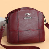 Solid Leather Small Crossbody Bags for Women Multi-Pocket Messenger Bag