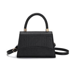 Women's Solid PU Leather Shoulder Bag Top Handle Crossbody Bag